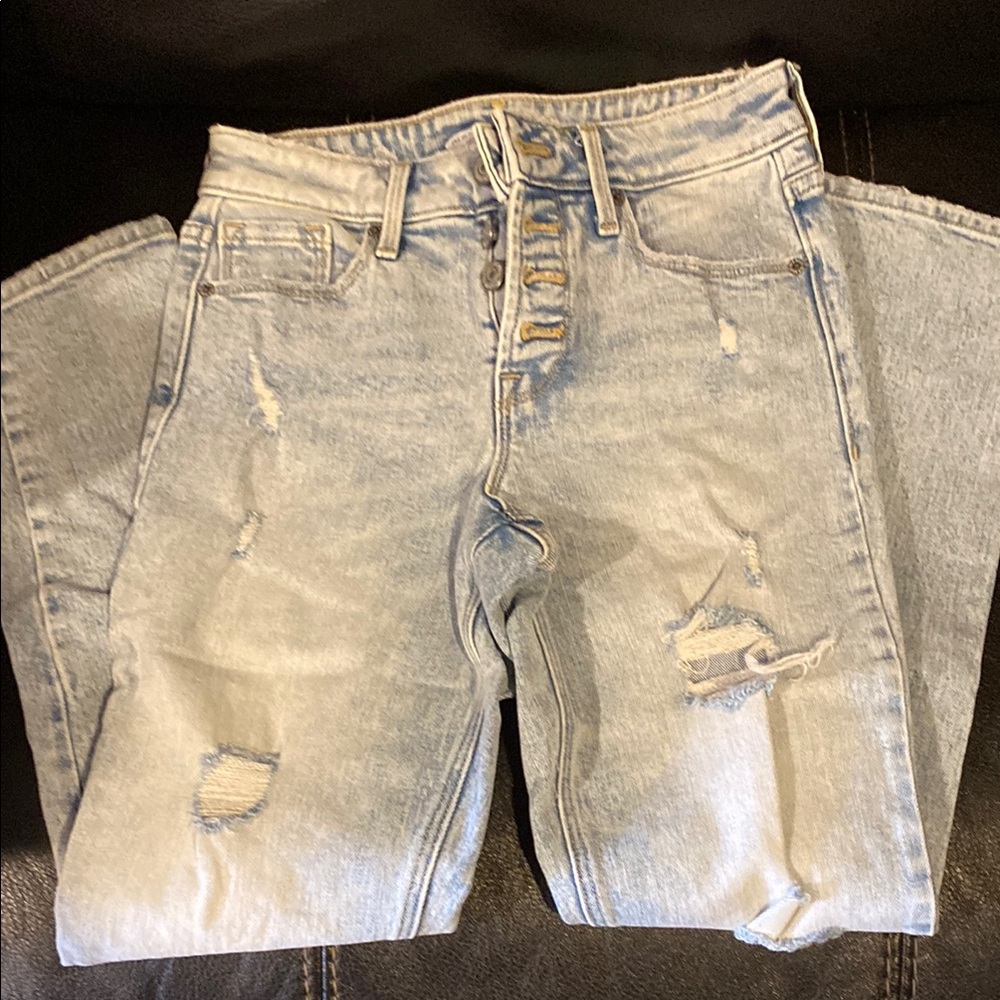 Distressed Light Wash Denim Jeans